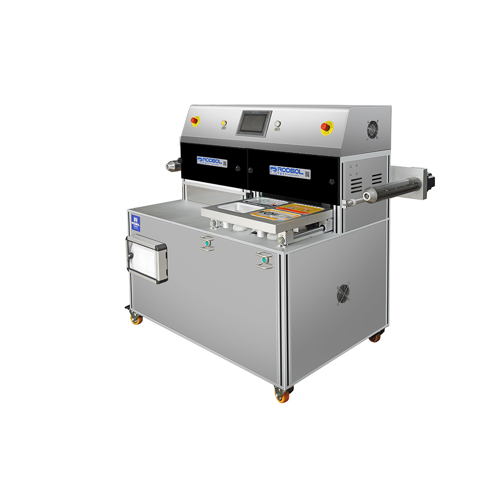Industrial Vacuum Tray Sealing Machine Modified Atmosphere For Vegetable / Fruit