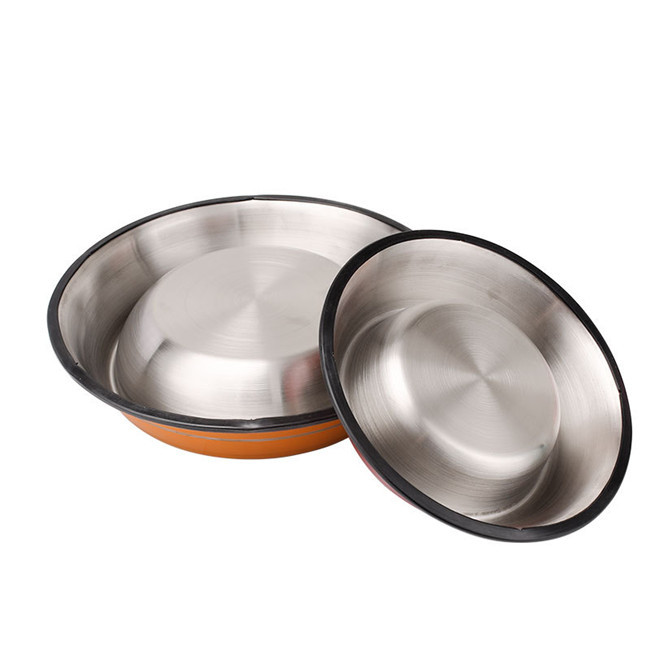 Anti Skid 2500ml Rubber Dog Food Bowl Pet Stainless Steel