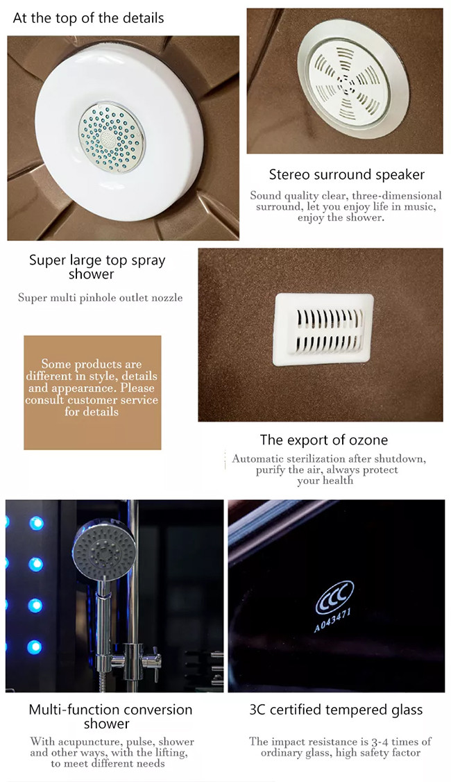 Tempered Glass Steam Shower Bathroom Luxury Surfing Whirlpool Massage With Jaucczi Bathtub