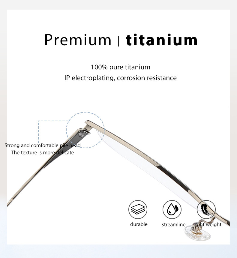 Half Rim Titanium Frame Glasses Unisex For Computer Reading Gaming