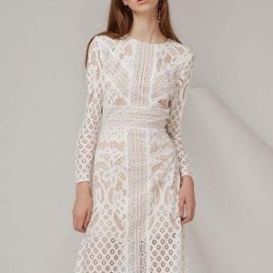 China Lyocell Twill 100 Tencel Fabric Women Long Sleeves Midi Dress 100cm Length wholesale