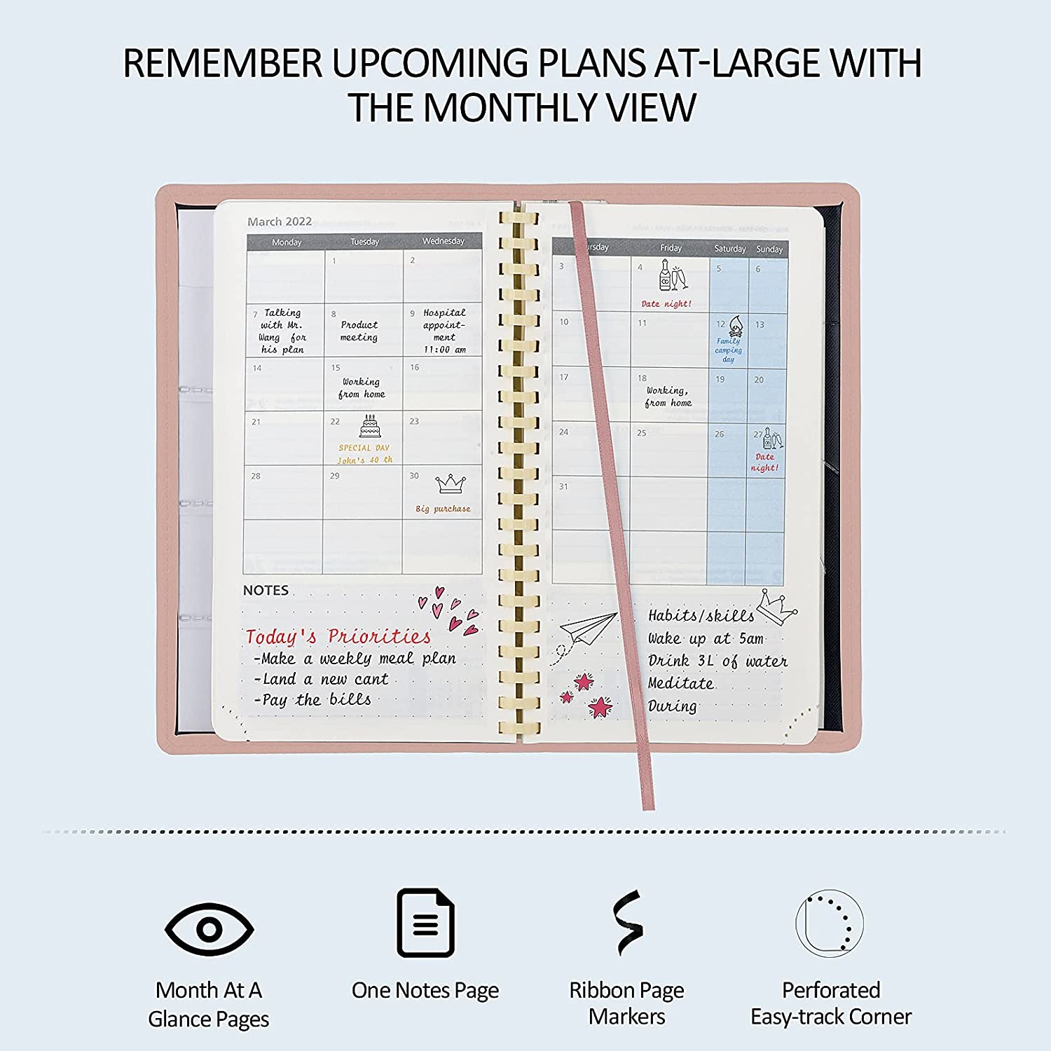 3.88''X6.63'' Pocket Size Weekly Planner With Hourly Monthly Schedule