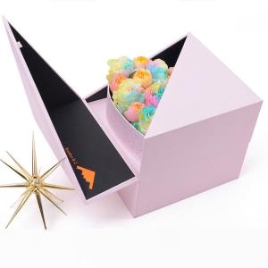China Gift Flower Paper Box Custom Logo Magnetic Square Double Open Surprise Heart-shaped Luxury wholesale