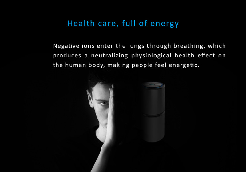 Negative Ion True HEPA Carbon Filter PM2.5 Display Car Air Purifier With Battery