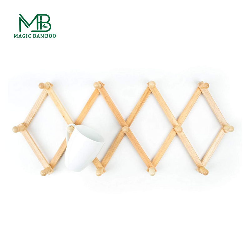 Natural Solid Bamboo Wall Coat Hook for Hanging Towels Robes and Coats 86.68x17x5cm