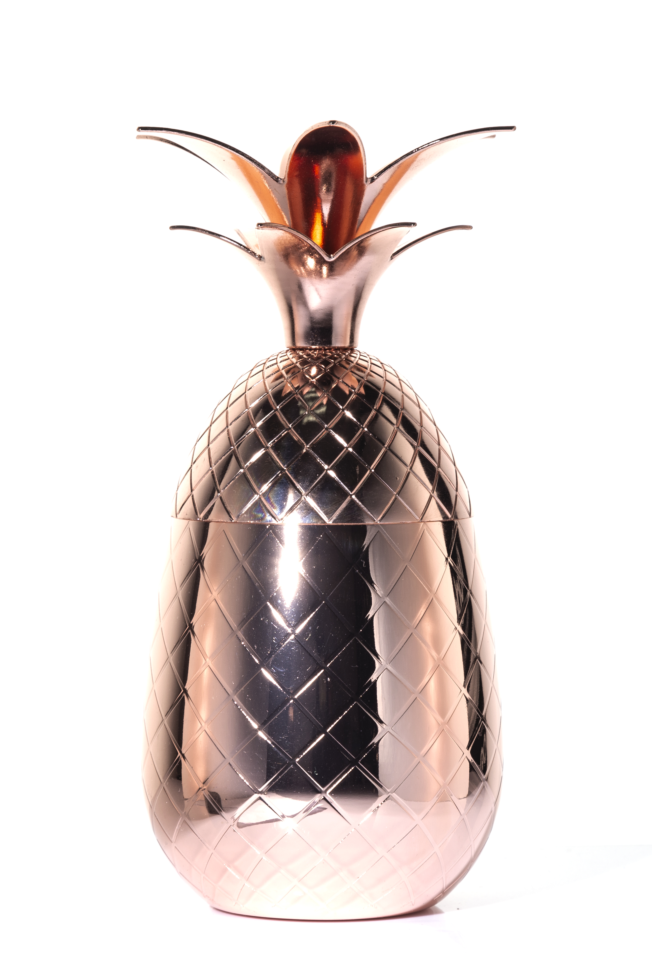 Customized Rose Gold Plated Cocktail Pineapple Cup Stainless Steel Pineapple Shape Drink Glass Set