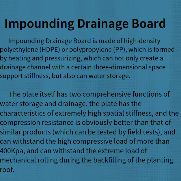 Modern Design Black Green HDPE Impounding Drainage Cell Mat Board for Drainage System