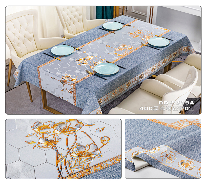 Stain Resistant Tablecloth for Kitchen Table Cover Design PVC Rectangle Tablecloth