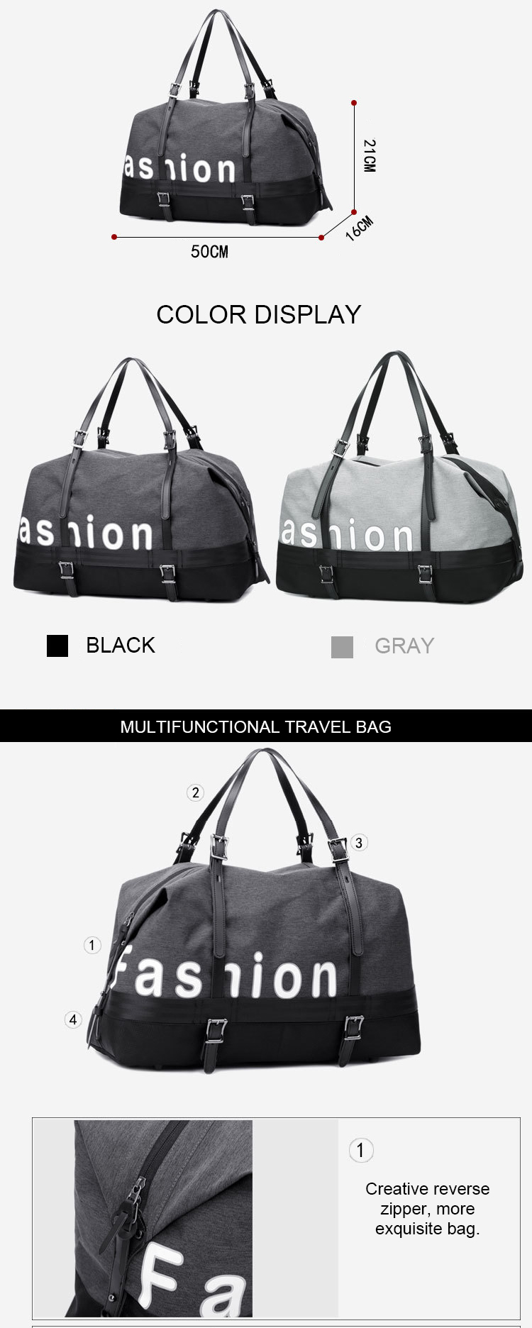 Black Gray 16.8L Sports Gym Bag With Shoe Compartment OEM ODM