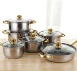 12pcs Stainless Steel Cookware 410 Cooking Kettle Frying Pan Soup Pot