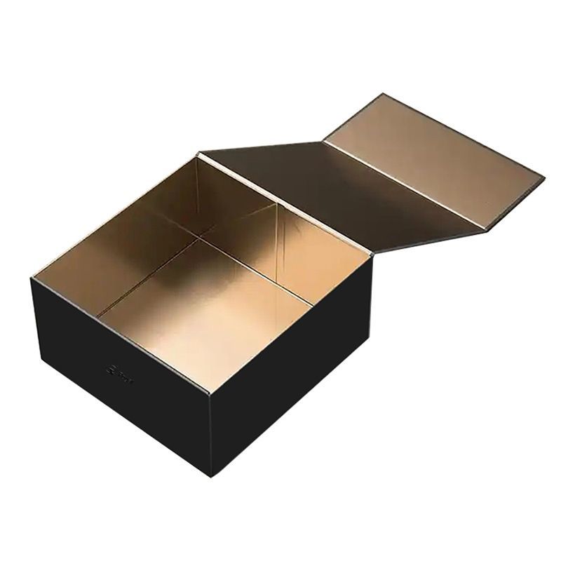 Foldable Rigid Cardboard Cosmetics Makeup Jewelry Clothes Magnetic Folding Closure Shopping Black Paper Gift Packaging Packing Box for Watch Wedding Party