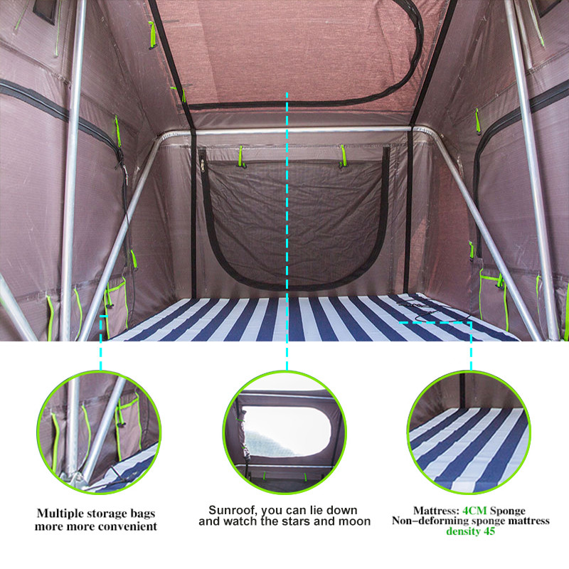 Waterproof 4x4 4 Person Aluminum Camping Car Soft Shell Rooftop Roof Top Tent With Annex Room