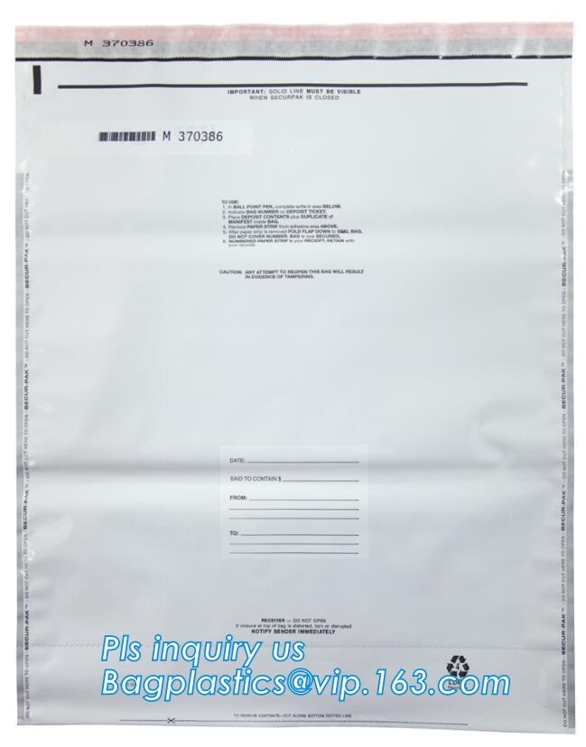 security deposit bags bank deposit bags cash deposit bags, general bank plastic deposit bags supply, Coin and Bank Note