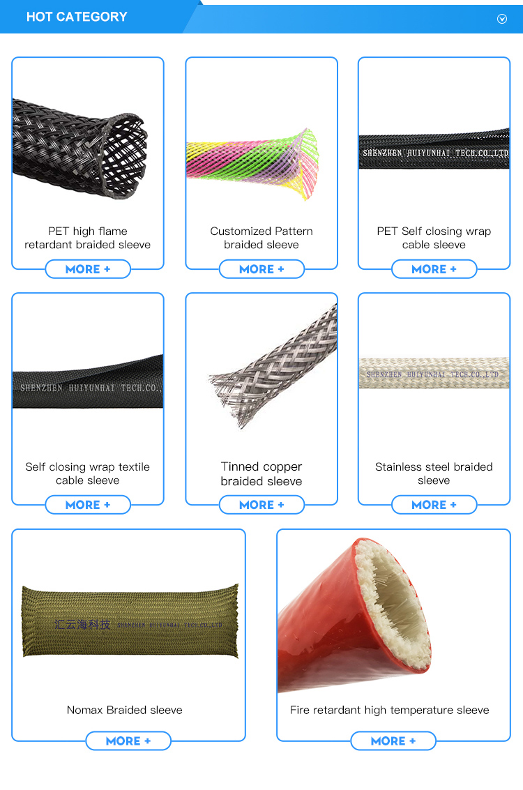 Black Self Closing Wrap PET Braided Sleeve Split Wrap Braided Wire Cable Sleeve