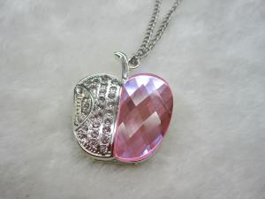 China Diamond Necklace Apple Shape Jewelry 2.0 USB flash drive 16Gb for Souvenir Gifts wholesale
