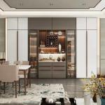 Contemporary Sideboard Wooden Sideboard Cabinet With Marble Tabletop