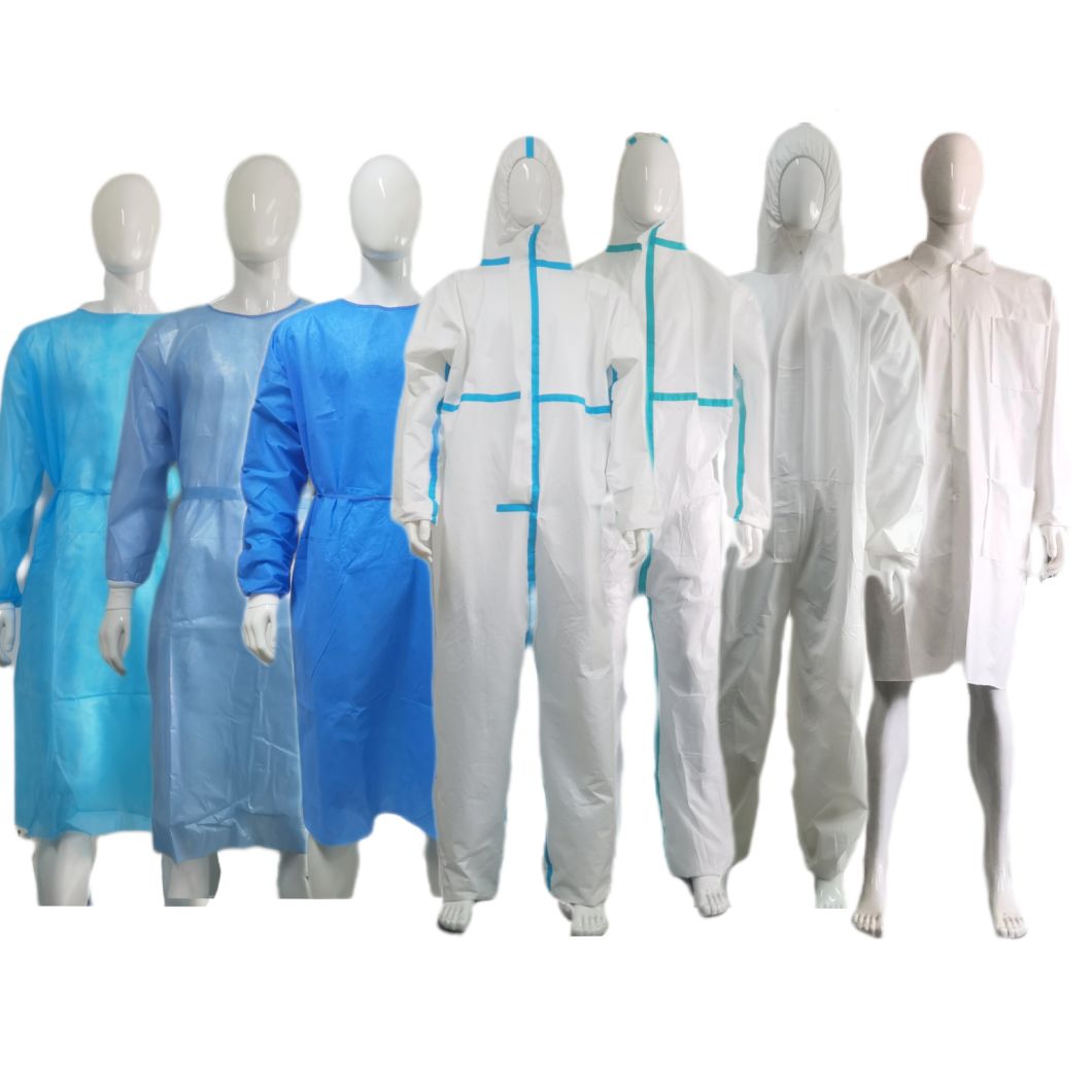 Wholesale CE Type5&6 Anti-Virus Dustproof SMS Nonwoven Coverall with Custom Stick Strip