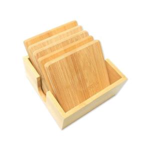 China Lfgb 4&quot; Bamboo Coasters With Matching Coaster Holder Sleek wholesale