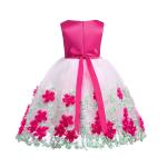 Embroidered Flower Polyester Children'S Dress Clothing With Bow At Waist OEM