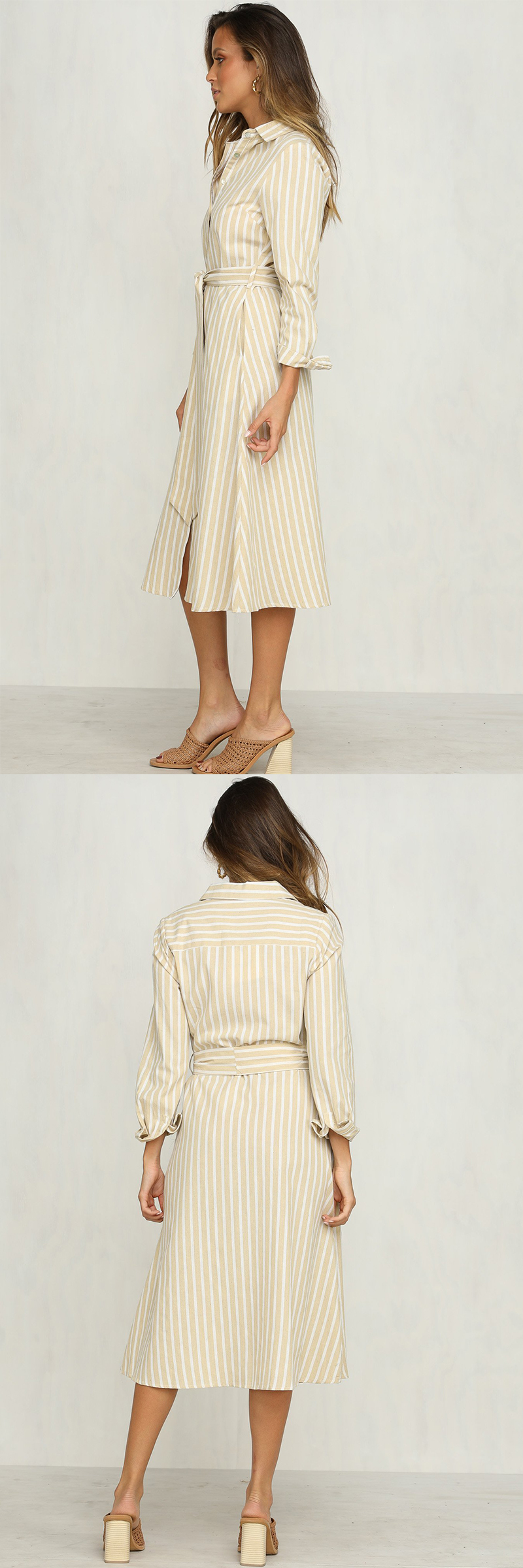 2018 Women Clothing Striped Casual Office Dress