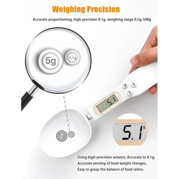 Battery Powered ABS Plastic 500g Digital Spoon Scale Kitchen Weight Measuring Device ' Choice 0.1g Division