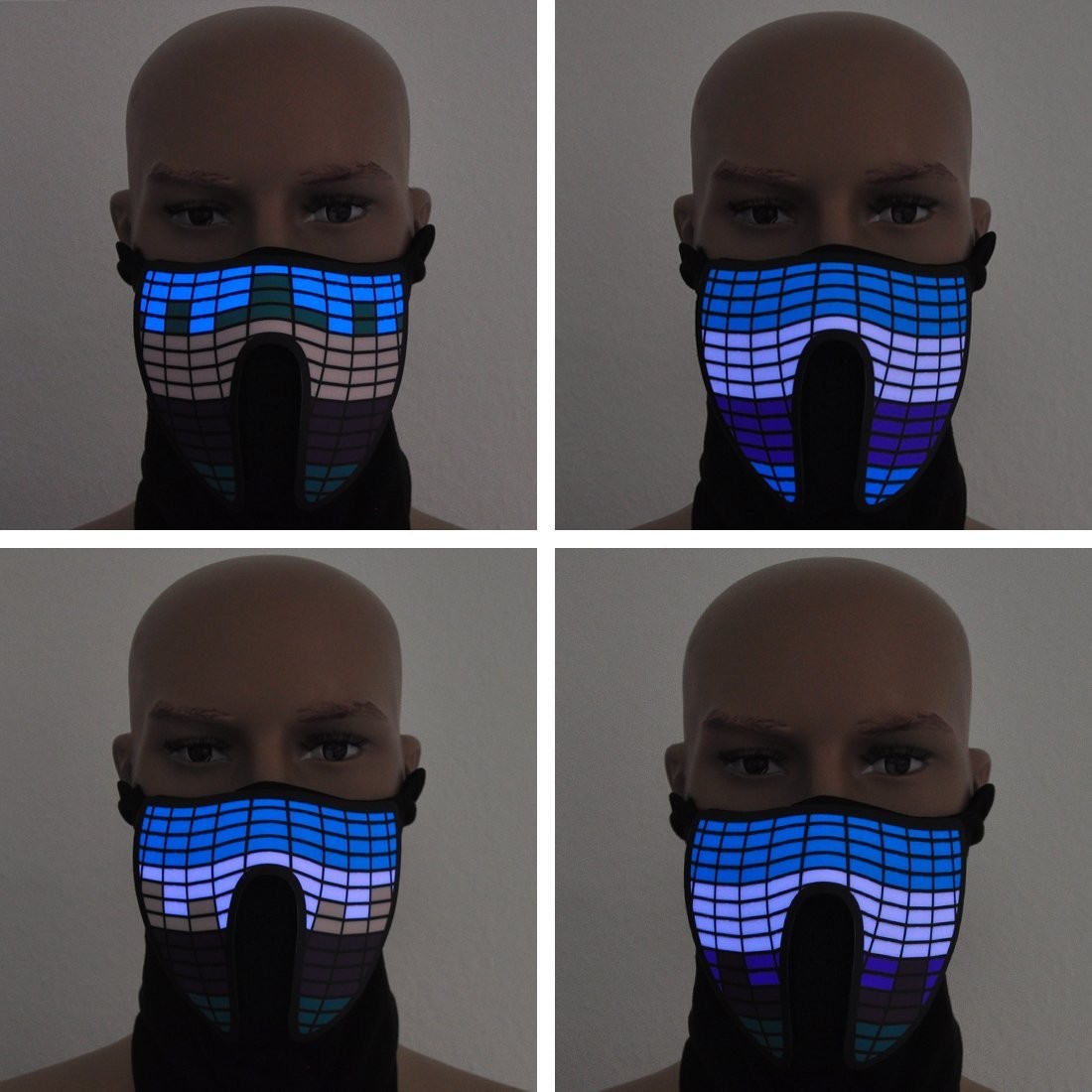 Wholesale Halloween Party Costume Cosplay Props Masks LED Rave Face Mask Flashing Light Up EL Mask Hot Sales Music-Activ