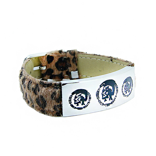 Europ American Fashion Trendy Stainless Steel Geniune PU Leather Bracelet Bangle