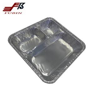 China 236x250mm Aluminum Foil Lunch Box 3 Compartment Foil Trays wholesale