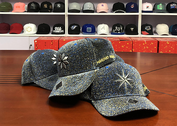 ODM Sports Dad Hats Adjustable ACE Bling Structured Metal Thread 3D Embroidery Flower