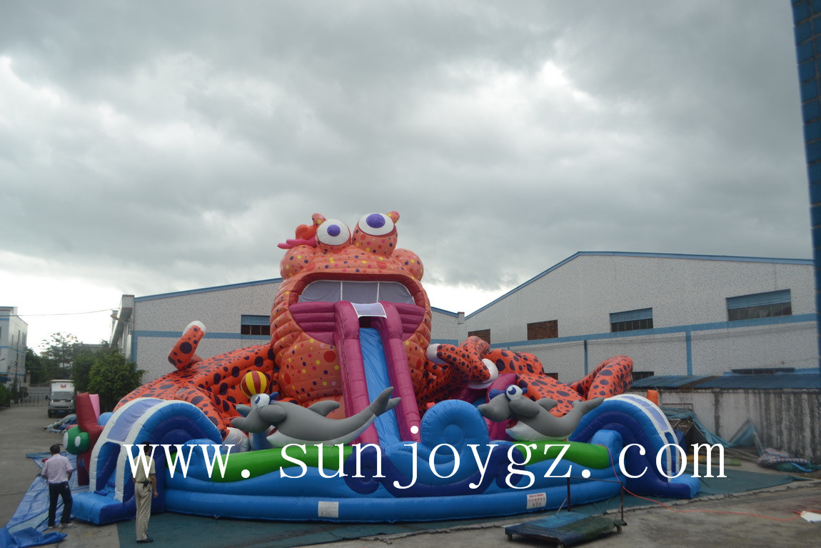 Octopus Cartoon Shape Kids Inflatable Water Park For Amusement