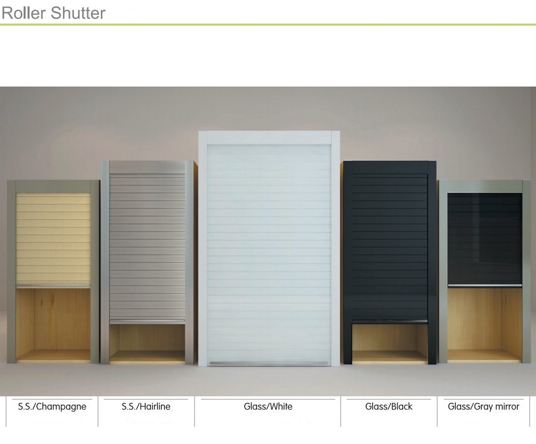 Kitchen PVC/ Glass Roller Shutter Rollup Sliding Door for Cabinets