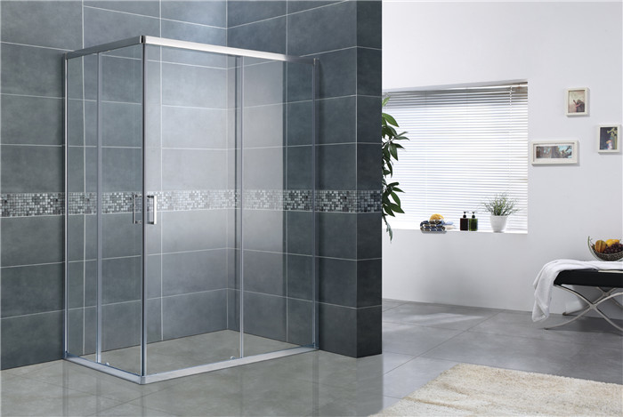 Bright Silver Rectangular Shower Enclosure 6MM Tempered Glass EN12150 For Home / Hotel