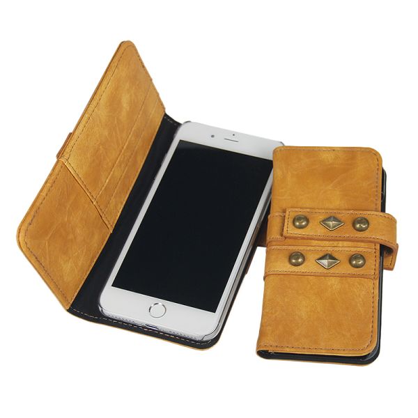 China Wholsale special Rivet leather shell for Apple iphone 7 plus wallet case cover