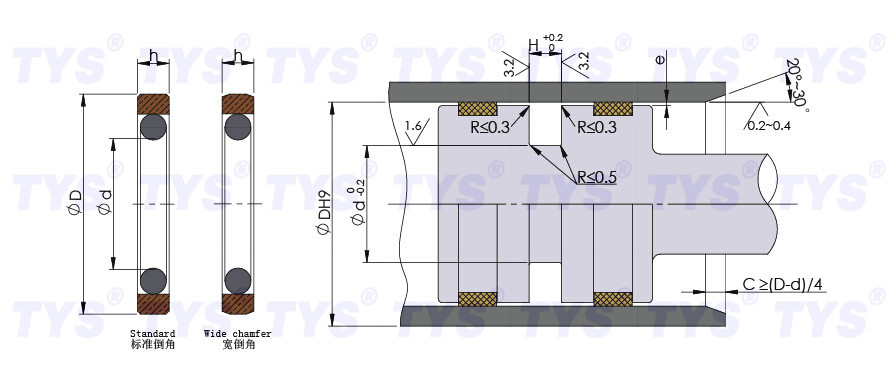 PTFE Hydraulic Cylinder Piston Seal Types 85mm Chemical Resistant