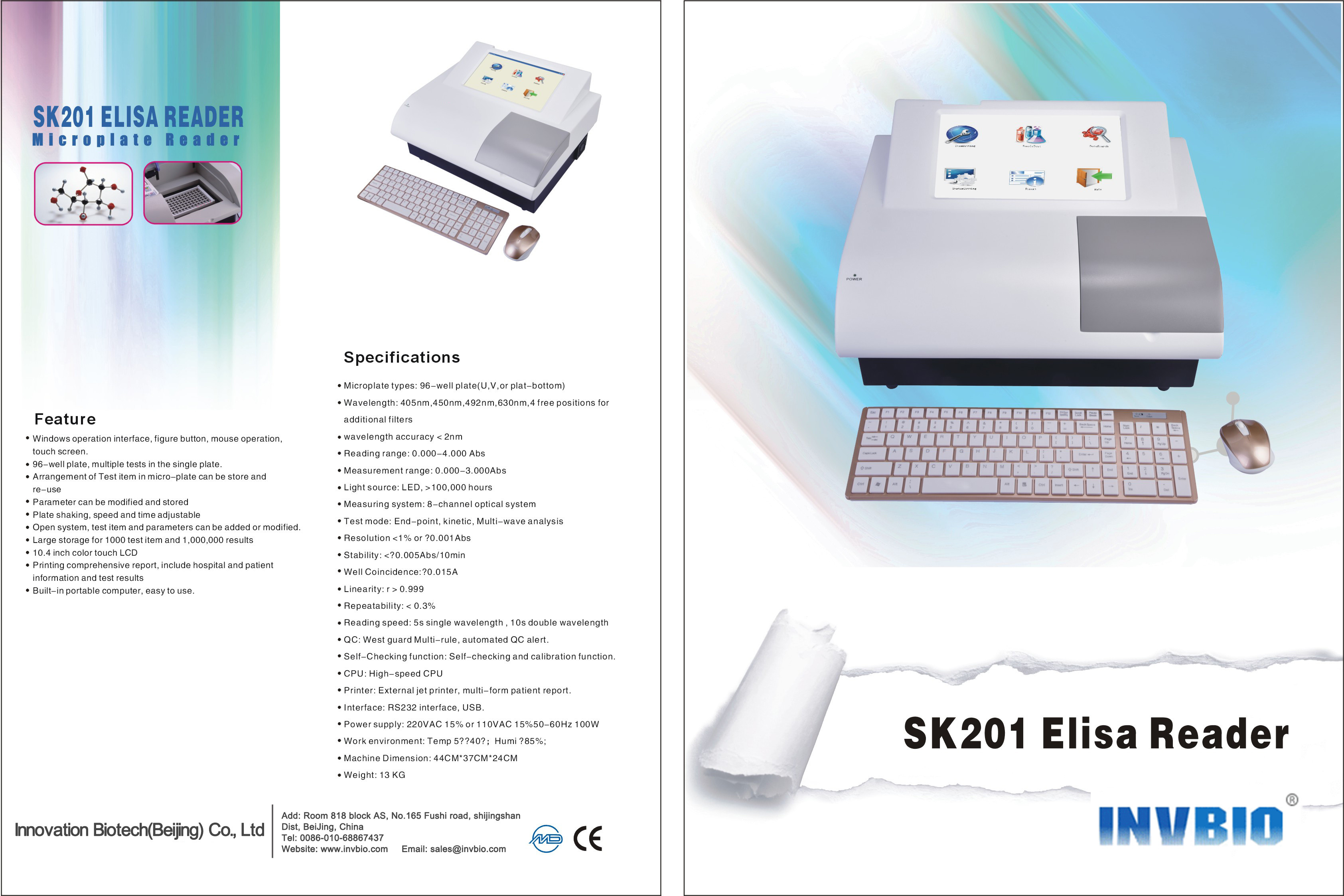 LED Portable Elisa Reader Fully High Performance Automated