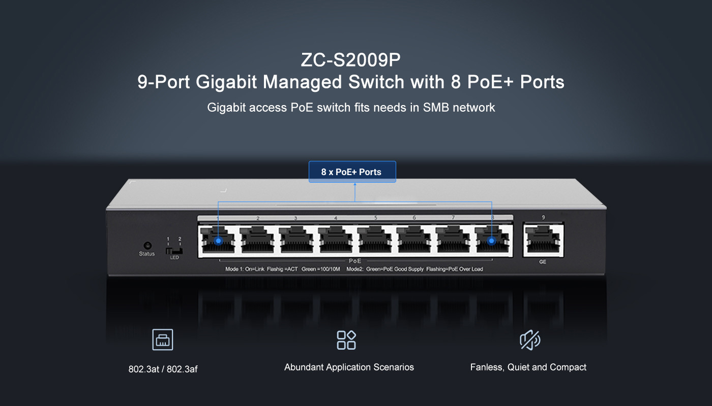 9 Port Gigabit PoE Ethernet Switch Smart Cloud Managed 18 Gbps Switching Capacity