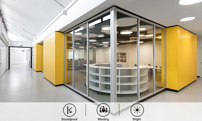 Swing / Pivot / Sliding Door Partition Wall Prefabricated Aluminium Profile Partition