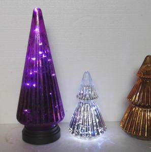 China Handblown LED Holiday Glass Candle Holders Christmas Tree Pattern wholesale