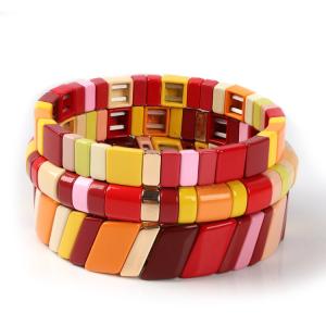 China Painted Color Stretch Tile Bracelet handmade alloy crafted wholesale