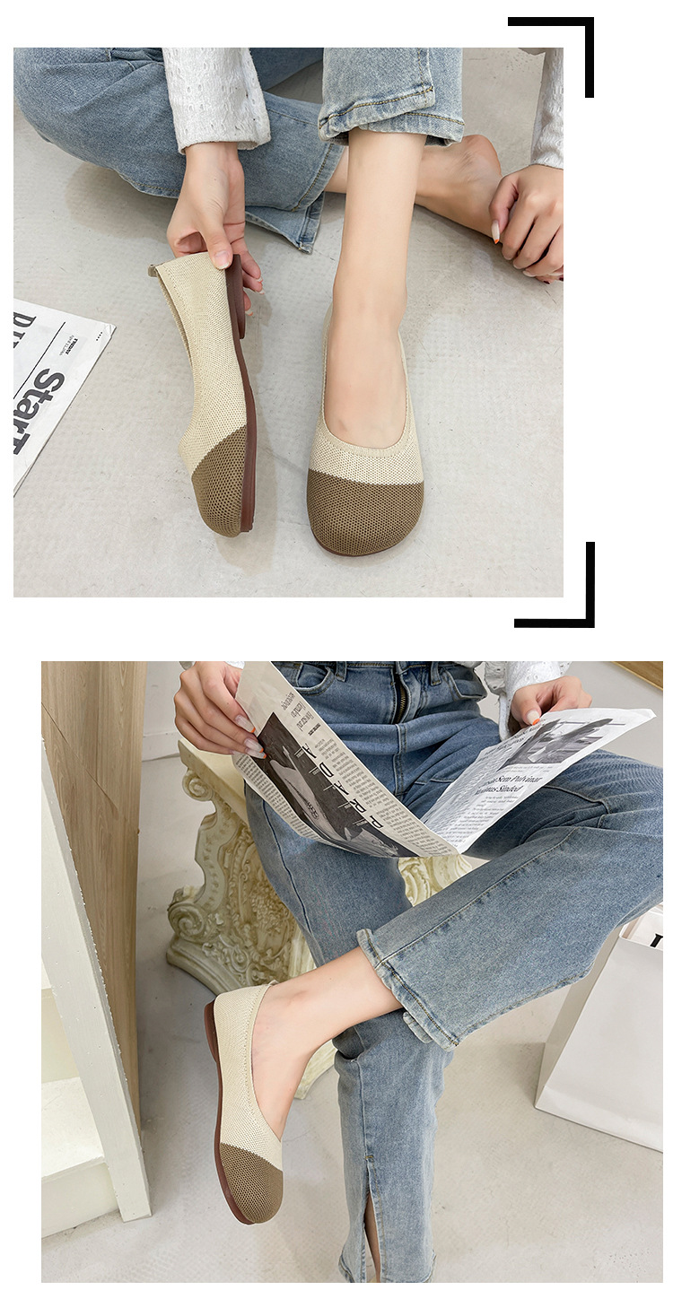 Soft Soled Knitted Shallow Mouth Shoes Female Spring Summer Flat Pedal Fairy Style