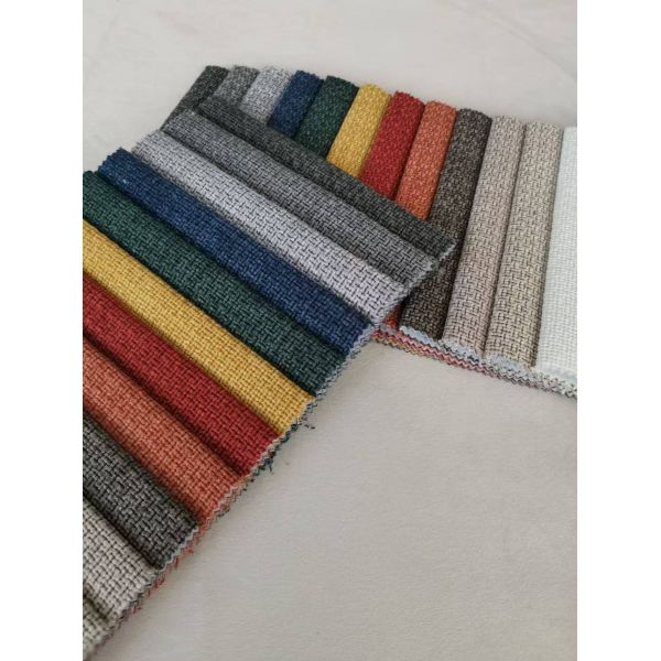 100% Polyester Linen Sofa Fabric Embossed For Home Decoration