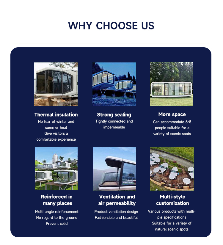 Aluminum Window Low-Carbon Energy Saving Modular Home Living Villa Capsule House Hotel Prefabricated Cabin With Furniture