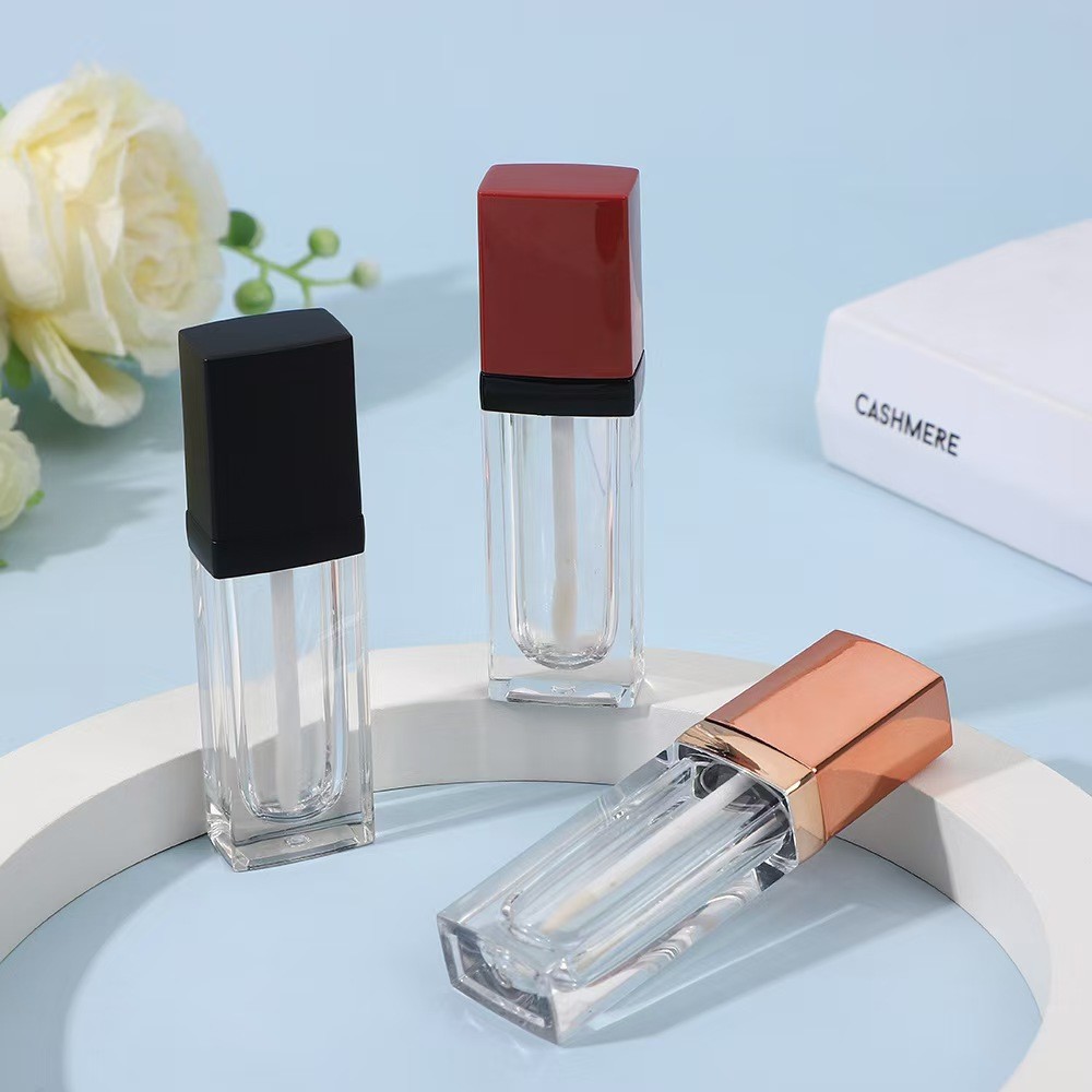 3.5ml square plastic lip glaze tube with brush, color can be customized