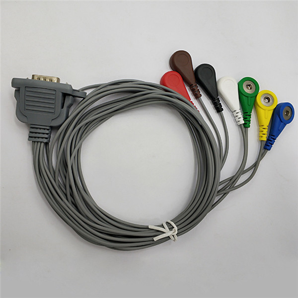 DMS One Piece Holter ECG Cable Recorder With 7 Snap Leads 15 Pin Connector