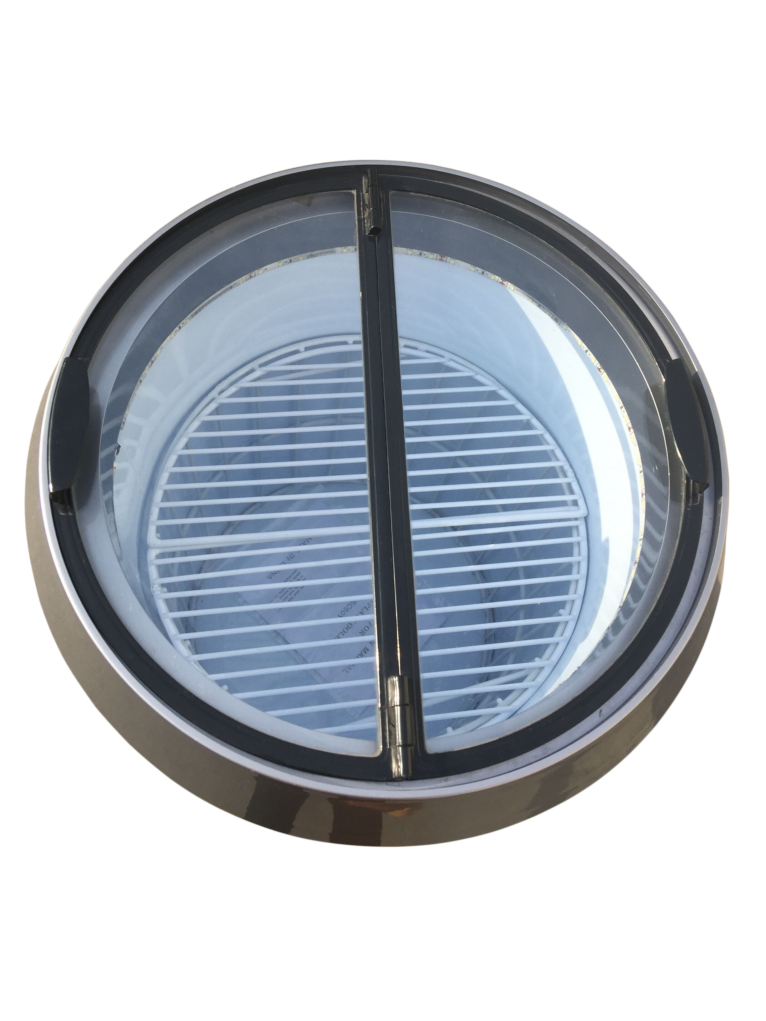 65L glass door display can cooler/ barrel shape refrigerator/round fridge/retro party cooler with wheel SC65Y