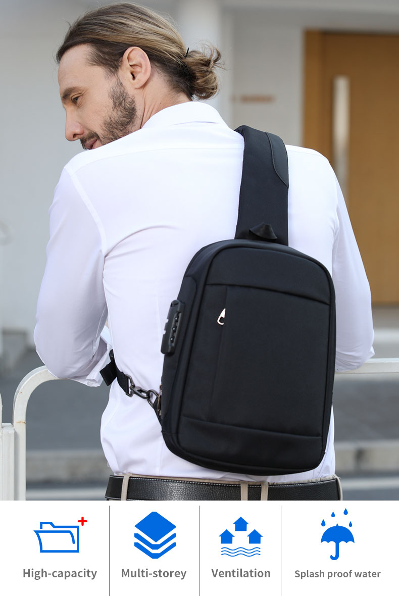 New custom logo Shoulder bag multifunctional waterproof anti theft chest bag men sling bag