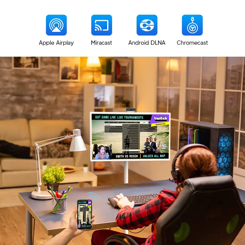 Portable Movable Tablet Stand By Me Screen Built In Dual Microphone And LED Backlight