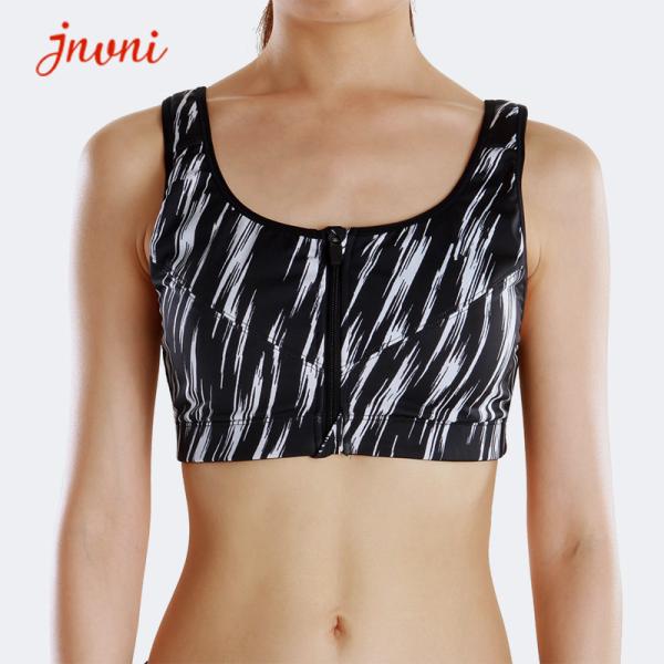 Women High Impact Printed Yoga Sports Bra Shockproof Fitness Bra Push Up Front