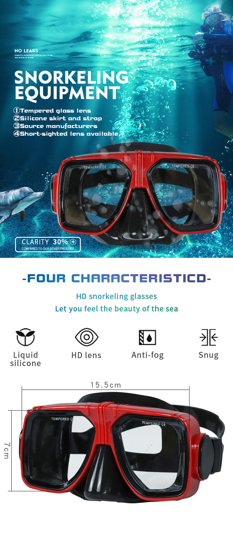 Swimming Diving Mask Scuba Women's Snorkel Mask Square Transparent Metallic