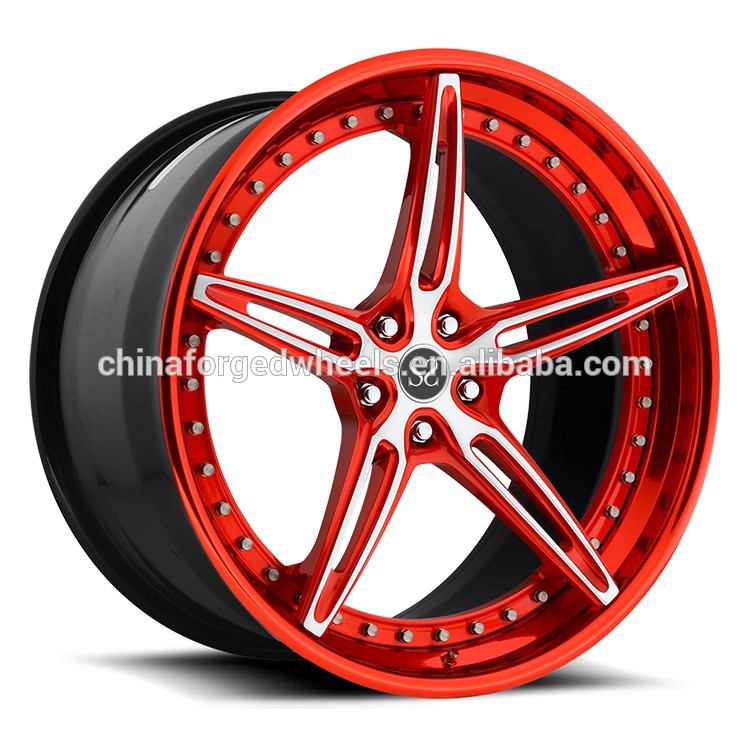 Customized Red 2-PC Forged Alloy Rims FOr Ferrari / Rim 22" Alloy Car Rims 5x114.3